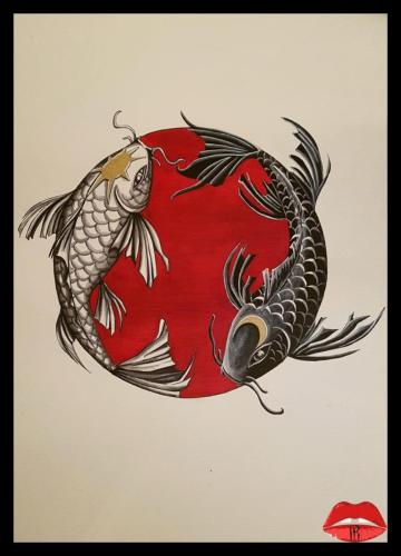 Carpes koï yin et yang